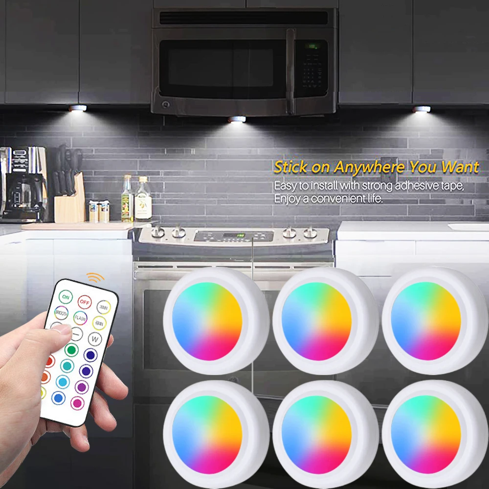 Rgb Led Unterschrankleuchten Mit Fernbedienung – Kabellose, Dimmbare Batterieleuchten Für Küche Und Zuhause Led Unterschrankleuchten