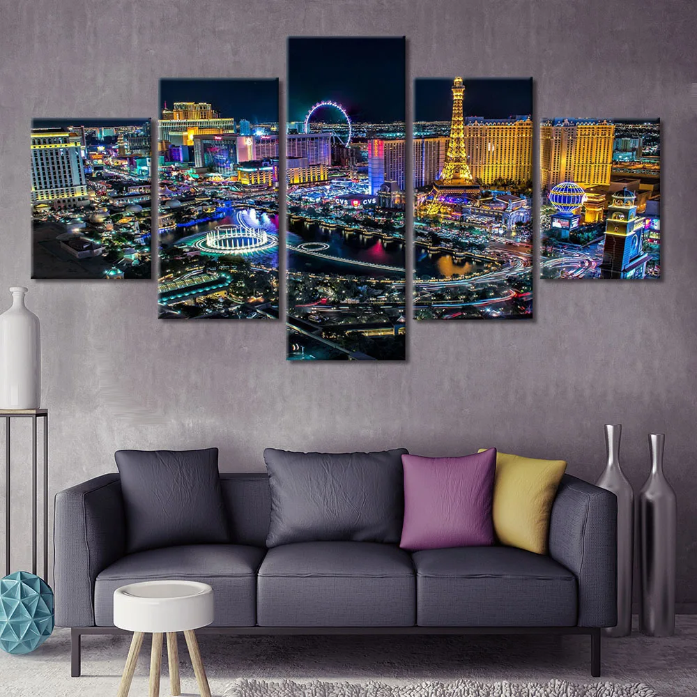 Framwork 5 Piece Canvas Art Poster Las Vegas Night Secenry Decor Print Living Room Wall Picture Painting Bedroom Home Decoration Framwork 5 Piece Canvas Art Poster Las Vegas Night Secenry Decor Print Living Room Wall Picture Painting Bedroom Home Decoration
