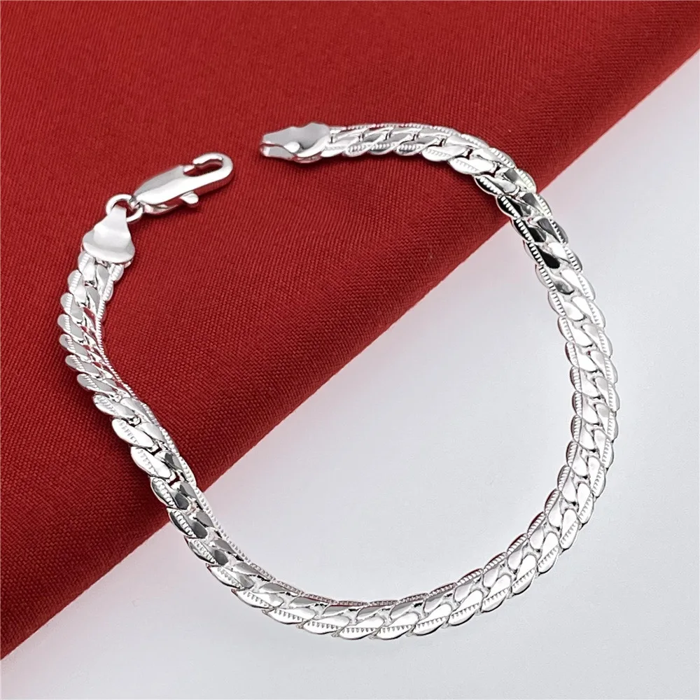 925 Sterling Silber 8/16/18/20/22/24 Zoll 6Mm Seite Kette Halsketten Für Frau Männer Einfache Punk Halsketten Charme Hochzeit Schmuck 925 Sterling Silber 8/16/18/20/22/24 Zoll 6Mm Seite Kette Halsketten Für Frau Männer Einfache Punk Halsketten Charme Hochzeit Schmuck - Image 6