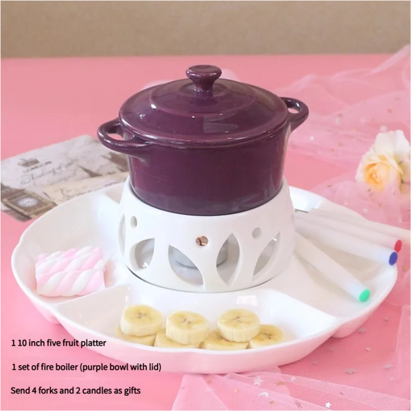 Keramik 220Ml Mini-Fondue-Set Mit Dip-Gabeln &Amp; Tablett Für Schokolade, Käse, Eiscreme, Party-Desserts Und Kerzenherstellung Keramik 220Ml Mini-Fondue-Set Mit Dip-Gabeln &Amp; Tablett Für Schokolade, Käse, Eiscreme, Party-Desserts Und Kerzenherstellung - Image 3