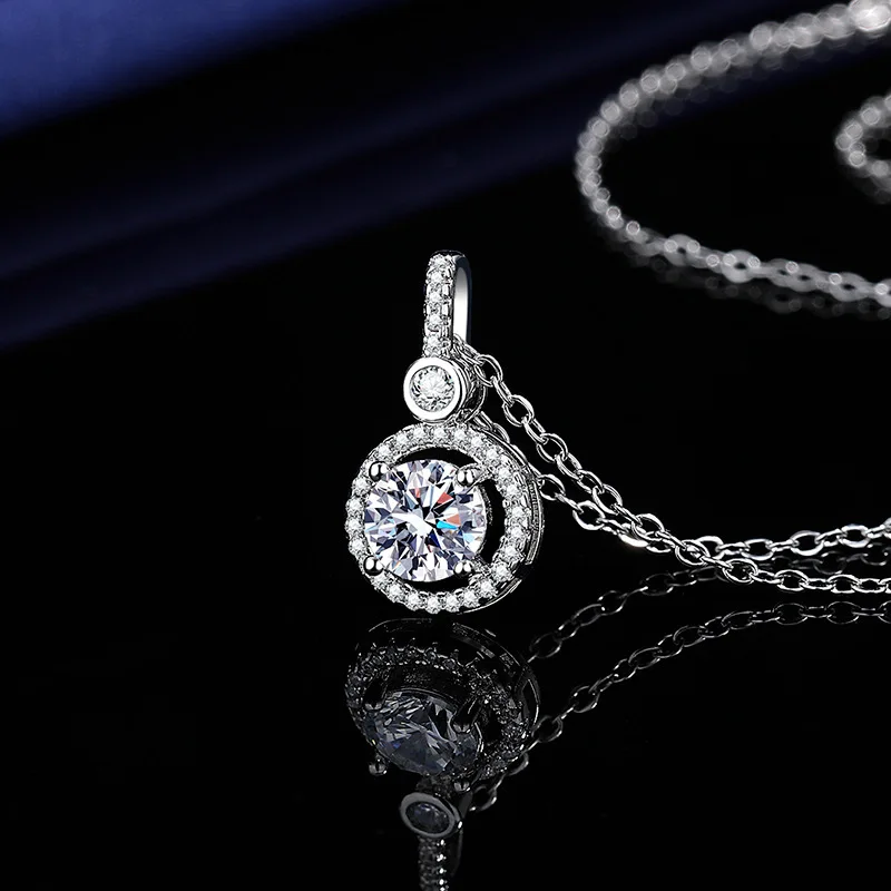 Halskette Für Damen Aus Sterlingsilber S925 Mit Weißvergoldetem Labor-Diamantschmuck, Hochzeitsanhänger, Zircom Halskette Für Damen Aus Sterlingsilber S925 Mit Weißvergoldetem Labor-Diamantschmuck, Hochzeitsanhänger, Zircom