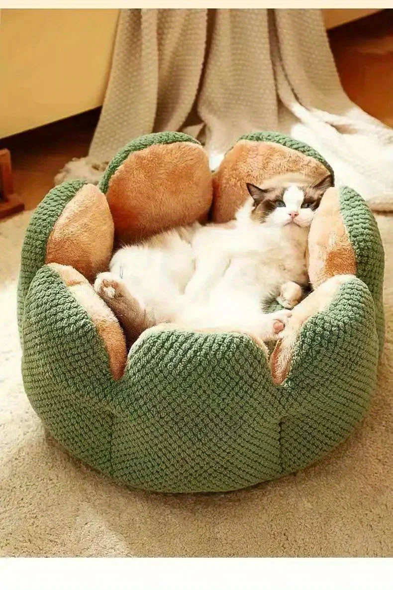 Petal Shaped Pet Bed, Plush Round Dog &Amp; Cat Cushion Mat With Knitted Texture, Ultra Soft Warm Nest For Kittens Puppies In Winter Petal Shaped Pet Bed, Plush Round Dog &Amp; Cat Cushion Mat With Knitted Texture, Ultra Soft Warm Nest For Kittens Puppies In Winter - Image 28