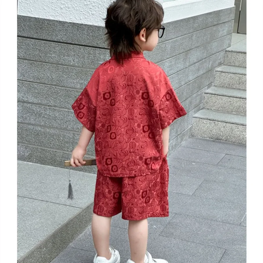 Fashion Baby Tang Costume Tops Pants Two-Piece Set Boy Outfit Casual Children'S Sets Summer Tweens Boys Hanfu Suit Kids Clothing Fashion Baby Tang Costume Tops Pants Two-Piece Set Boy Outfit Casual Children'S Sets Summer Tweens Boys Hanfu Suit Kids Clothing - Image 5