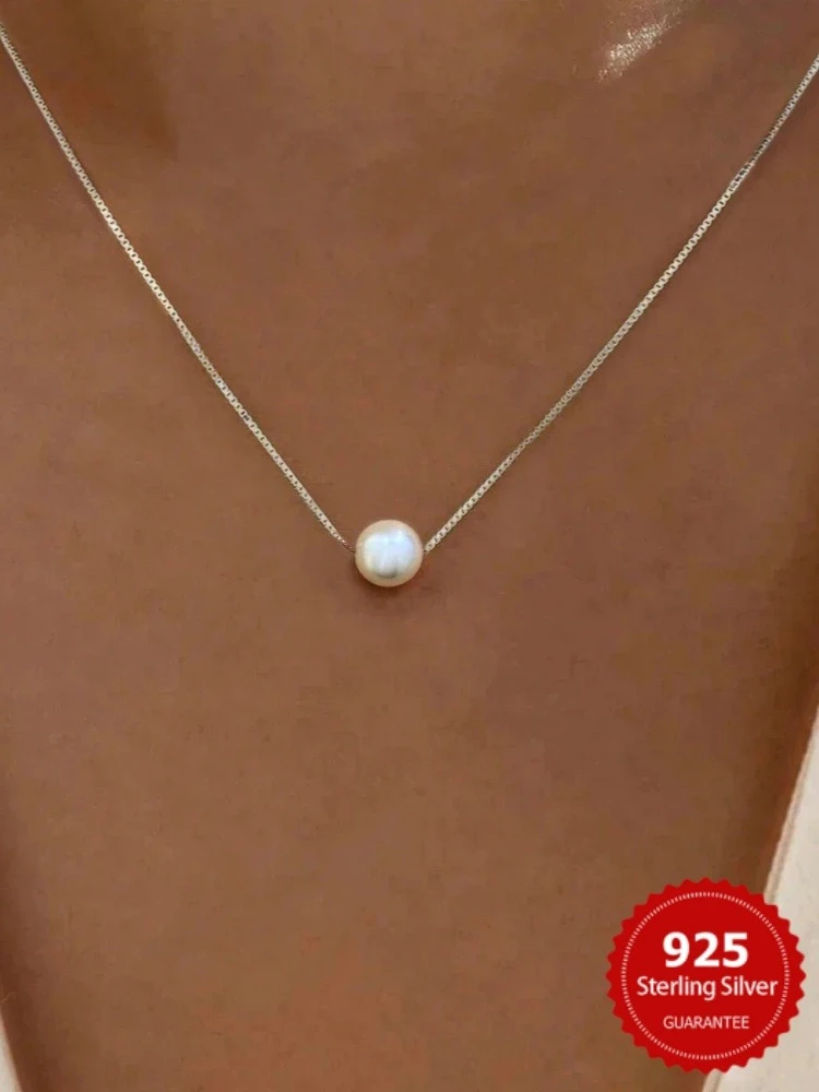 925 Sterling Silber Mode Luxus Weiß 6 Mm 8 Mm 10 Mm Perlmutt Anhänger Halskette Für Frauen Hochzeit Schmuck Zubehör 925 Sterling Silber Mode Luxus Weiß 6 Mm 8 Mm 10 Mm Perlmutt Anhänger Halskette Für Frauen Hochzeit Schmuck Zubehör