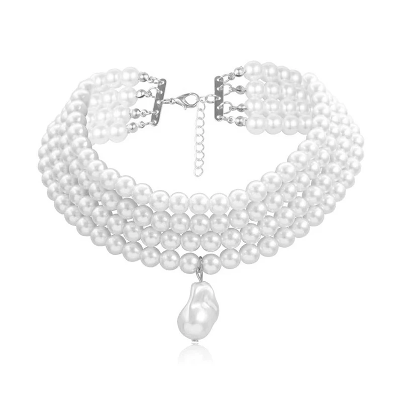 Klassische Geschichtete Strang Runde Perlen Perlen Kragen Halsband Halskette Für Frauen Unregelmäßige Barocke Perle Anhänger Hochzeit Halskette Geschenk Klassische Geschichtete Strang Runde Perlen Perlen Kragen Halsband Halskette Für Frauen Unregelmäßige Barocke Perle Anhänger Hochzeit Halskette Geschenk - Image 7