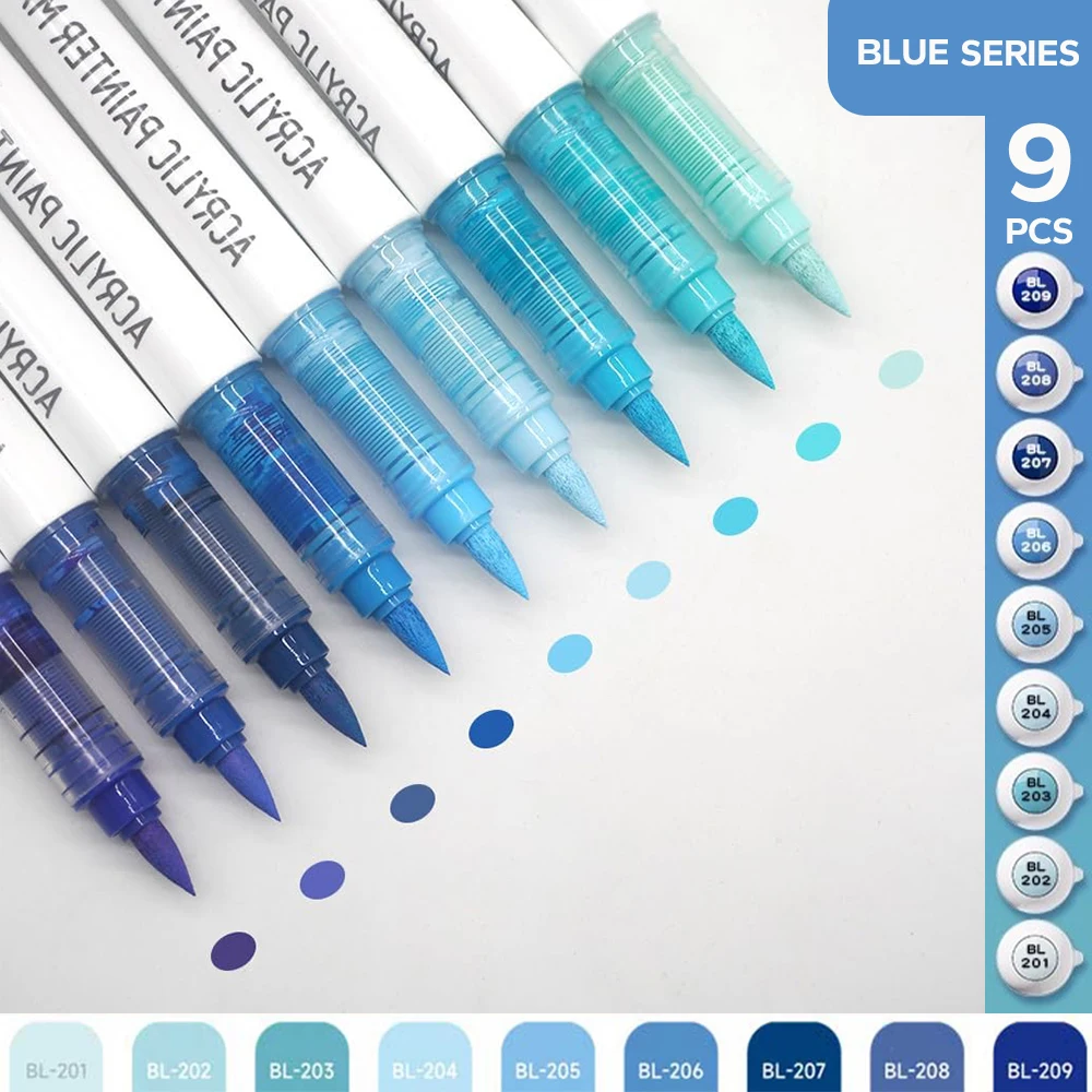 9-Teiliges Acryl-Pinselstift-Set, Professionelle Kunstmarker Mit Tintensteuerung Zum Malen, Zeichnen Und Skizzieren, Schulzubehör, Kunst 9-Teiliges Acryl-Pinselstift-Set, Professionelle Kunstmarker Mit Tintensteuerung Zum Malen, Zeichnen Und Skizzieren, Schulzubehör, Kunst - Image 11