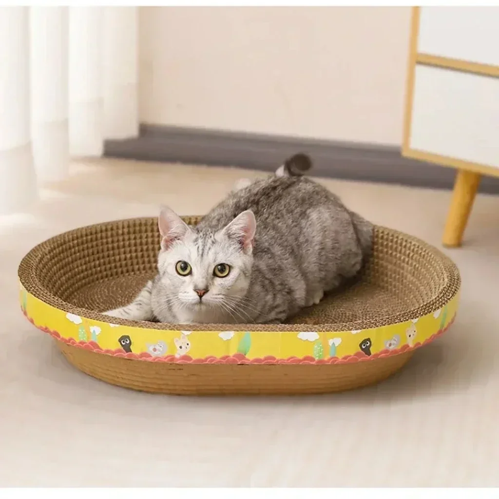 Cat Scratching Board Protect Furniture Grinding Claw Toys Oval Corrugated Paper Wear-Resistant Cat Nest Cat Accessories Cat Scratching Board Protect Furniture Grinding Claw Toys Oval Corrugated Paper Wear-Resistant Cat Nest Cat Accessories - Image 3