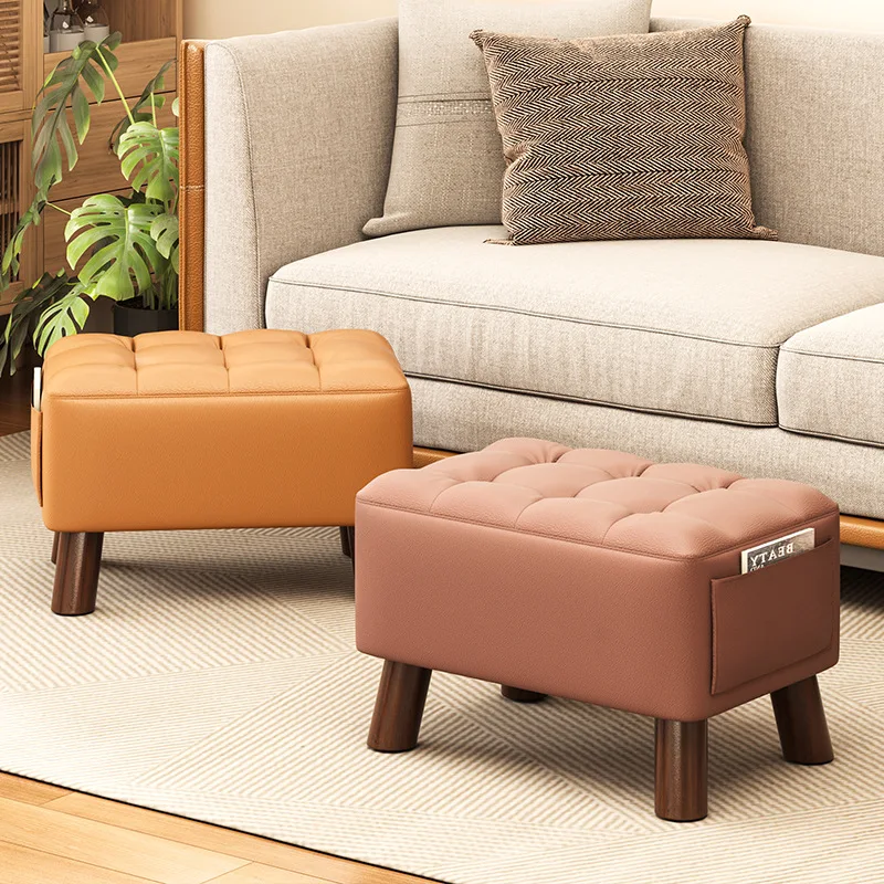 Home-Use Small Stool, Living Room Minimalist Sofa Stool, Coffee Table Stool, Creative Leather Footstool, Square Stool, Small Home-Use Small Stool, Living Room Minimalist Sofa Stool, Coffee Table Stool, Creative Leather Footstool, Square Stool, Small