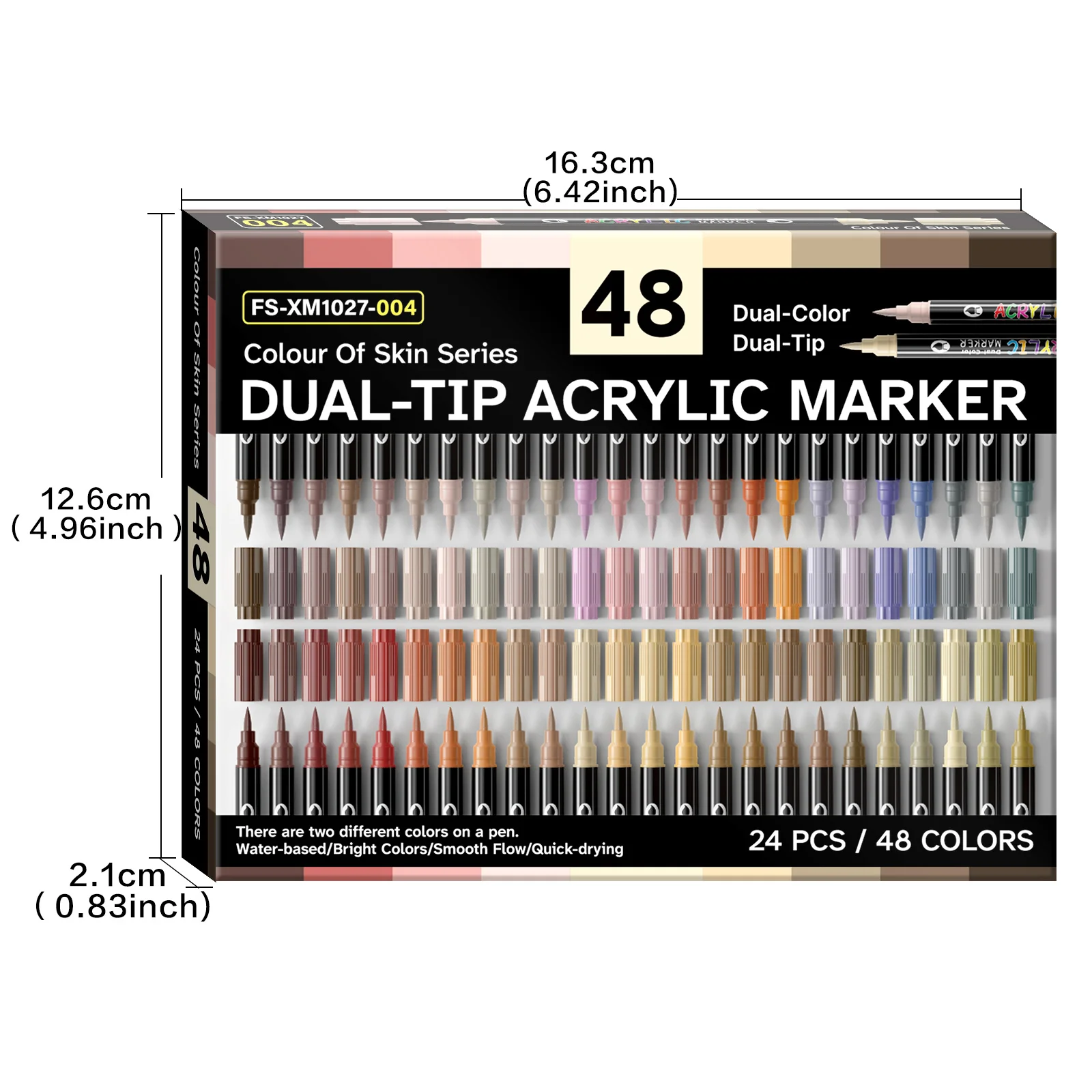 Flysea 48-Farben-Hautfarben-Acrylmarker Mit Doppelspitze – Weiche Pinselspitze + 1Mm Spitze, Ideal Für Kunstwerke Auf Stein, Holz, Glas Und Leinwand. Flysea 48-Farben-Hautfarben-Acrylmarker Mit Doppelspitze – Weiche Pinselspitze + 1Mm Spitze, Ideal Für Kunstwerke Auf Stein, Holz, Glas Und Leinwand. - Image 2