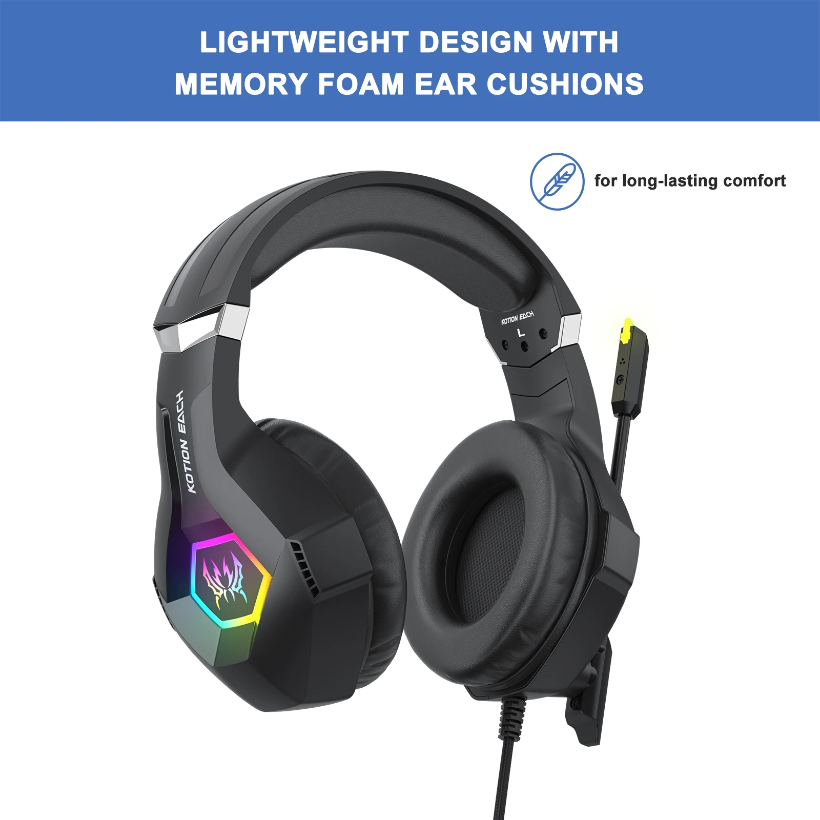 Gaming-Headset Mit Mikrofon Und Rgb-Beleuchtung – Inline-Steuerung, 3,5-Mm-Anschluss Für Pc, Ps4, Ps5, Laptop &Amp; Computer Gaming-Headset Mit Mikrofon Und Rgb-Beleuchtung – Inline-Steuerung, 3,5-Mm-Anschluss Für Pc, Ps4, Ps5, Laptop &Amp; Computer - Image 6