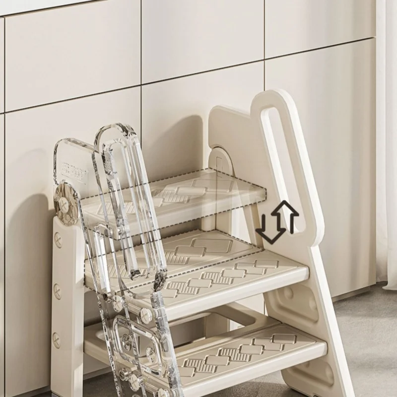 3-Step Bathroom Stool Children'S Step Stool Kids Foldable Stool With Handles Anti-Slip For Kids Toddler Non-Slip Ladder 3-Step Bathroom Stool Children'S Step Stool Kids Foldable Stool With Handles Anti-Slip For Kids Toddler Non-Slip Ladder - Image 3