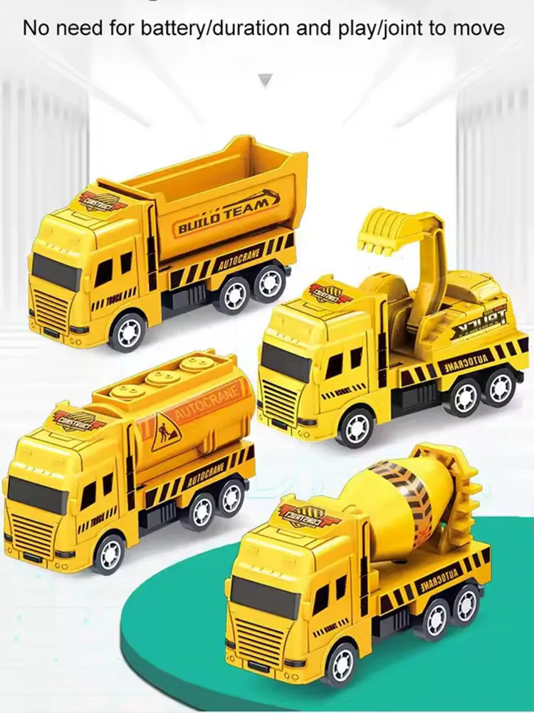 4Er-Pack Rückzieh-Autos, Reibungsgetriebene Spielzeugfahrzeuge Bau-Set - Muldenkipper Kran Für Kleinkinder Jungen Mädchen Geschenk 4Er-Pack Rückzieh-Autos, Reibungsgetriebene Spielzeugfahrzeuge Bau-Set - Muldenkipper Kran Für Kleinkinder Jungen Mädchen Geschenk