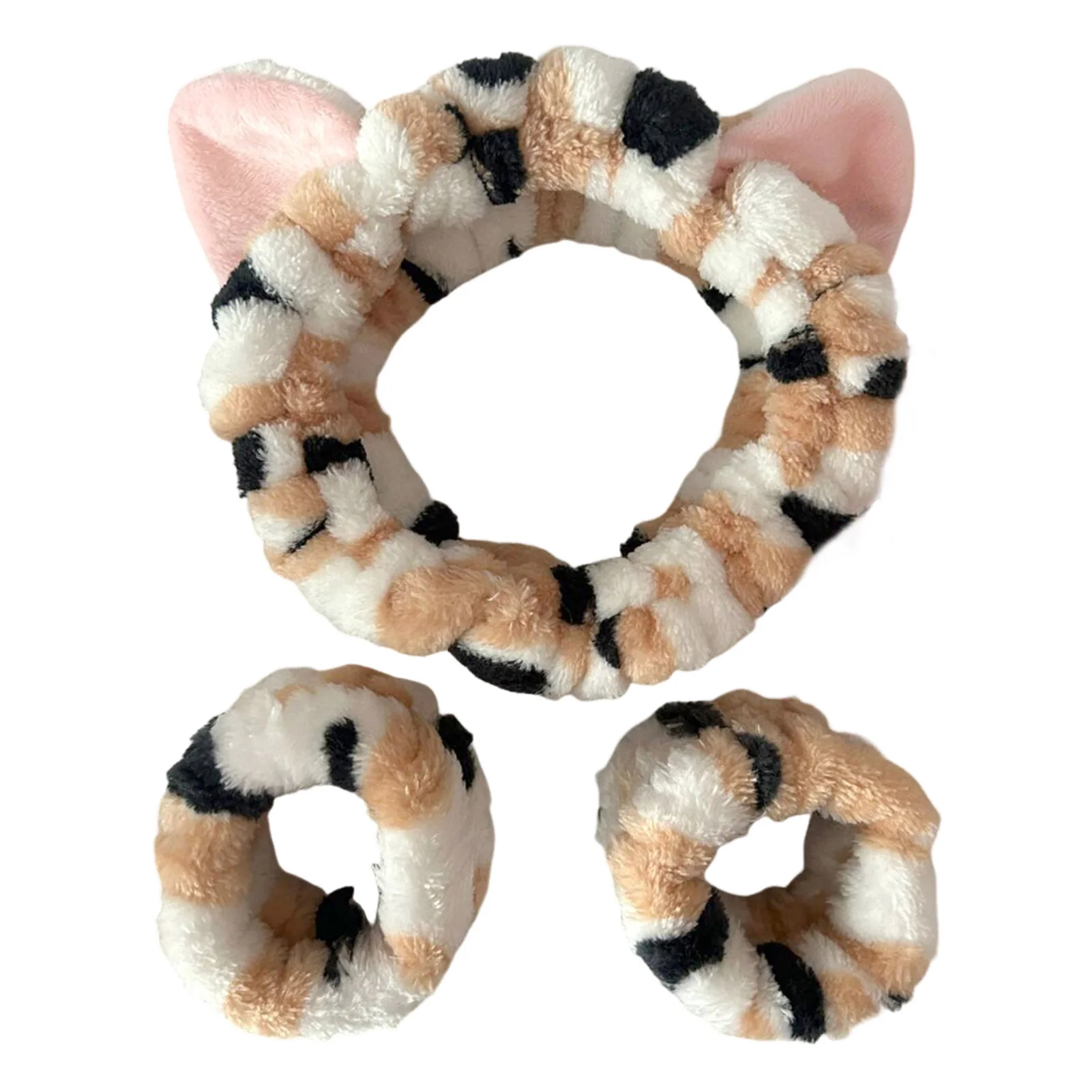 Niedliches Haarband mit Katzenohren und Armbändern, Plüsch-Stirnband zum Waschen des Gesichts, geeignet für Frauen und Männer, lässige Kopfbedeckung für zu Hause – Bild 9