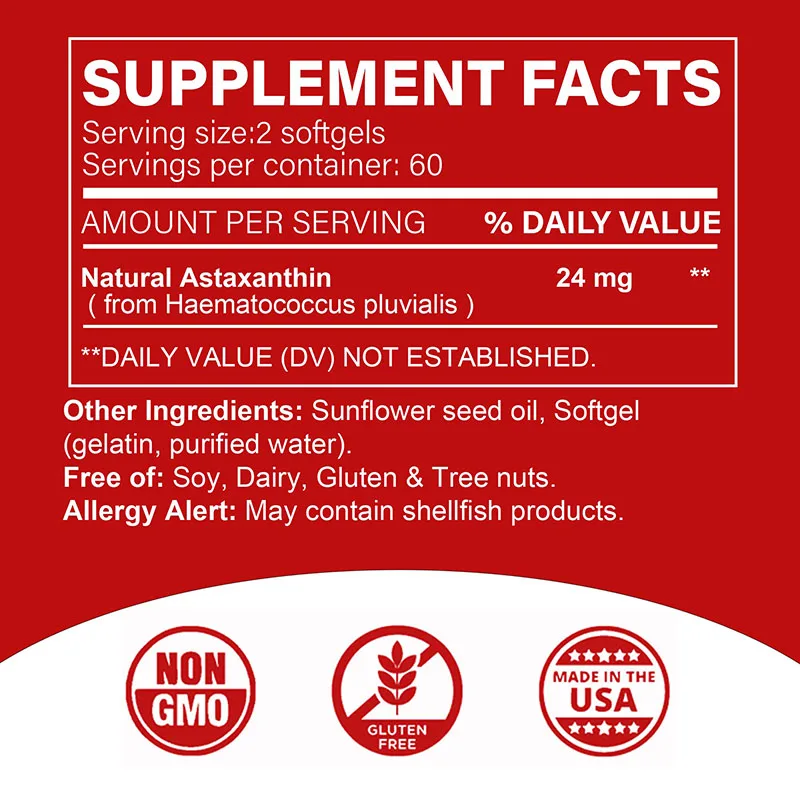 Astaxanthin 24Mg - Promotes Cardiovascular Health &Amp; Accelerates Metabolism Supporting Eye, Joint &Amp; Skin Health Astaxanthin 24Mg - Promotes Cardiovascular Health &Amp; Accelerates Metabolism Supporting Eye, Joint &Amp; Skin Health - Image 2