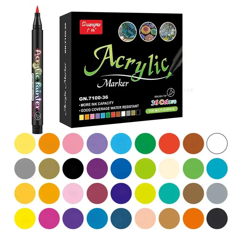12-60 Farben Acryl Pinsel Markierung Stifte Für Stoff Leinwand Stein Metall Keramik Diy Mal Stift 12-60 Farben Acryl Pinsel Markierung Stifte Für Stoff Leinwand Stein Metall Keramik Diy Mal Stift - Image 9