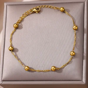 Edelstahl Fußkettchen für Frauen Gold Farbe Perlen Kette Fußkettchen Armband 2024 Trend Sommer Strand Fuß schmuck versand kostenfrei Artikel