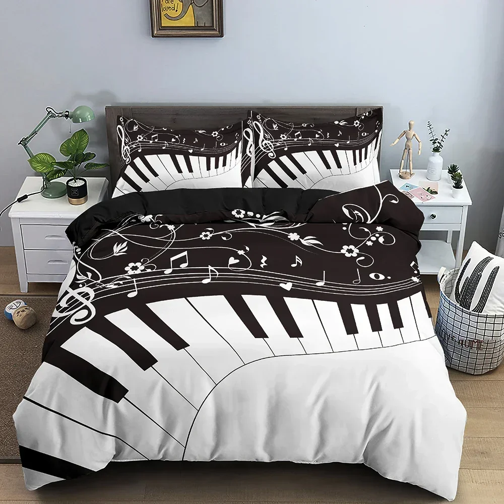 Musik Bettwäsche Set Klavier Tastatur Musik Note Bettbezug Queen Size Bettwäsche Tröster Mikrofaser Gitarre Polyester Bettwäsche Sets Musik Bettwäsche Set Klavier Tastatur Musik Note Bettbezug Queen Size Bettwäsche Tröster Mikrofaser Gitarre Polyester Bettwäsche Sets - Image 13