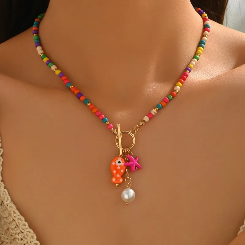 Bohemian Seestern Anhänger Halskette Mit Ot Schnalle Frauen Handgemachte Reis Perlen Keramik Fisch Halsband Halskette Strand Schmuck Geschenke Bohemian Seestern Anhänger Halskette Mit Ot Schnalle Frauen Handgemachte Reis Perlen Keramik Fisch Halsband Halskette Strand Schmuck Geschenke