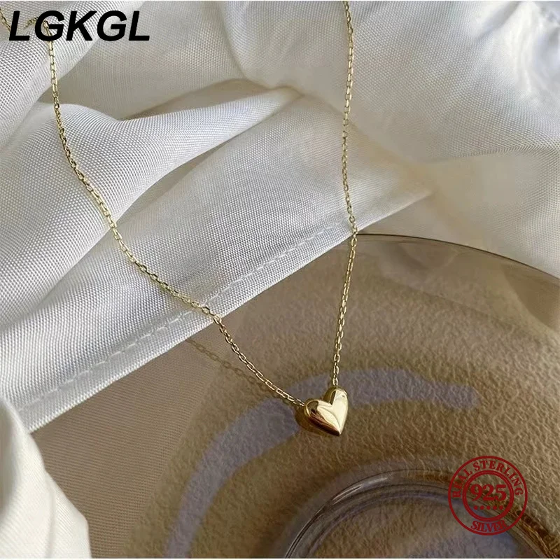 Lgkgl 925 Sterling Silber Glänzend Herz Anhänger Vergoldet 14 Karat Gold Halskette Frauen Mode Temperament Jahrestag Schmuck Lgkgl 925 Sterling Silber Glänzend Herz Anhänger Vergoldet 14 Karat Gold Halskette Frauen Mode Temperament Jahrestag Schmuck - Image 4