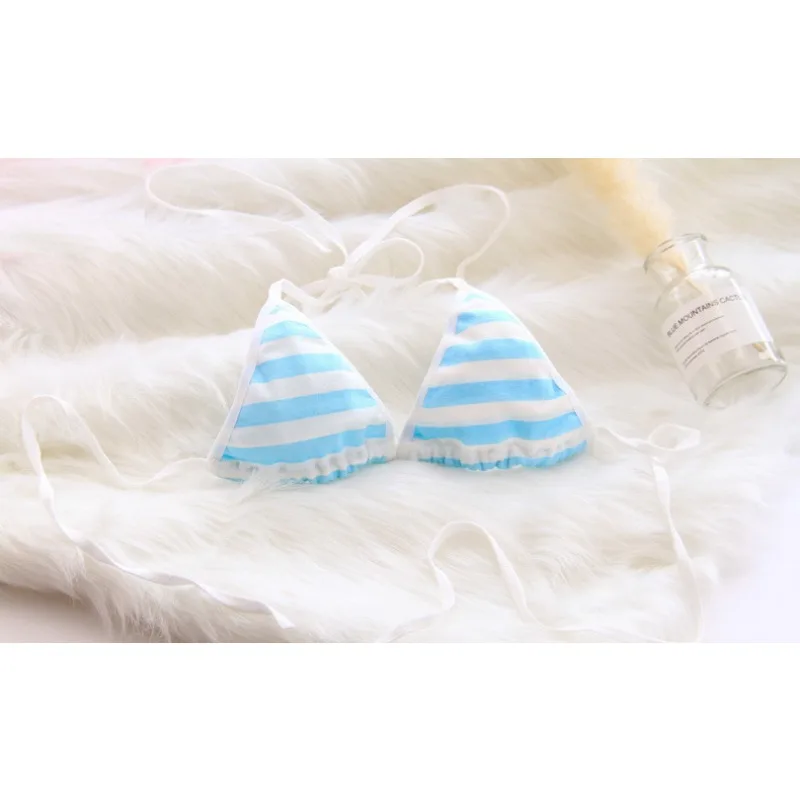 Blau-Weiß Gestreiftes Set Mit Schnürriemen Zweiteiliges Damen-Dessous-Set, Bh-Set, Sexy Blau-Weiß Gestreiftes Set Mit Schnürriemen Zweiteiliges Damen-Dessous-Set, Bh-Set, Sexy - Image 4