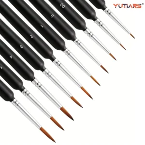 10/11-teiliges Miniatur-Pinsel-Set mit Detailspitze und ergonomischem Griff – geeignet für Acrylmalerei, Öl, Wat