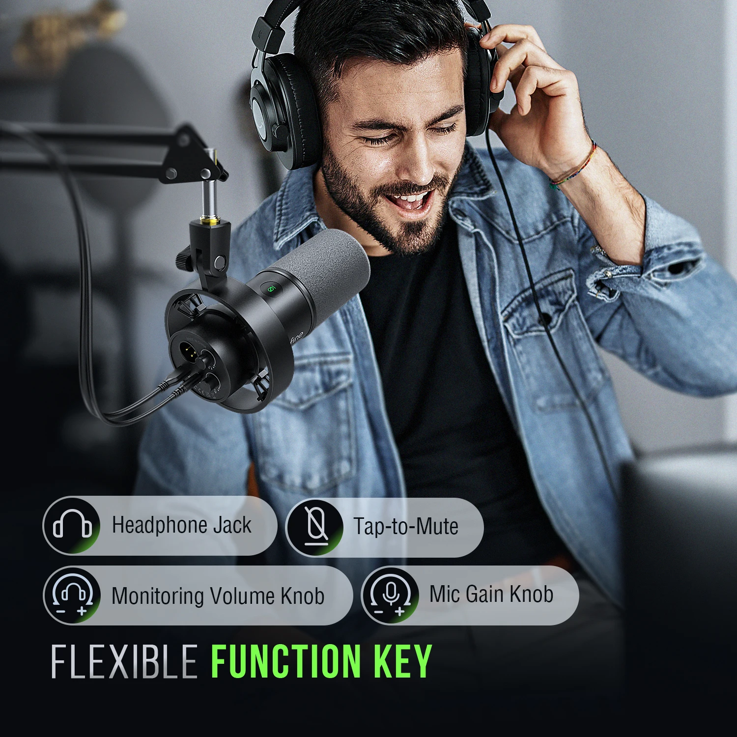 Fifine K688 Usb/Xlr-Dynamikmikrofon Mit Stoßdämpferhalterung, Touch-Stummschaltung, Kopfhöreranschluss &Amp; Lautstärkeregler Für Pc Fifine K688 Usb/Xlr-Dynamikmikrofon Mit Stoßdämpferhalterung, Touch-Stummschaltung, Kopfhöreranschluss &Amp; Lautstärkeregler Für Pc - Image 4