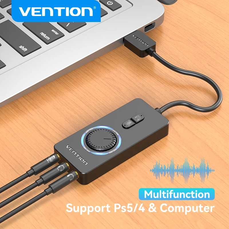Vention Usb-Audioadapter Auf 3,5 Mm – Externe Soundkarte Für Kopfhörer Und Mikrofon An Macbook, Laptop, Pc &Amp; Ps4 Usb Audioadapter