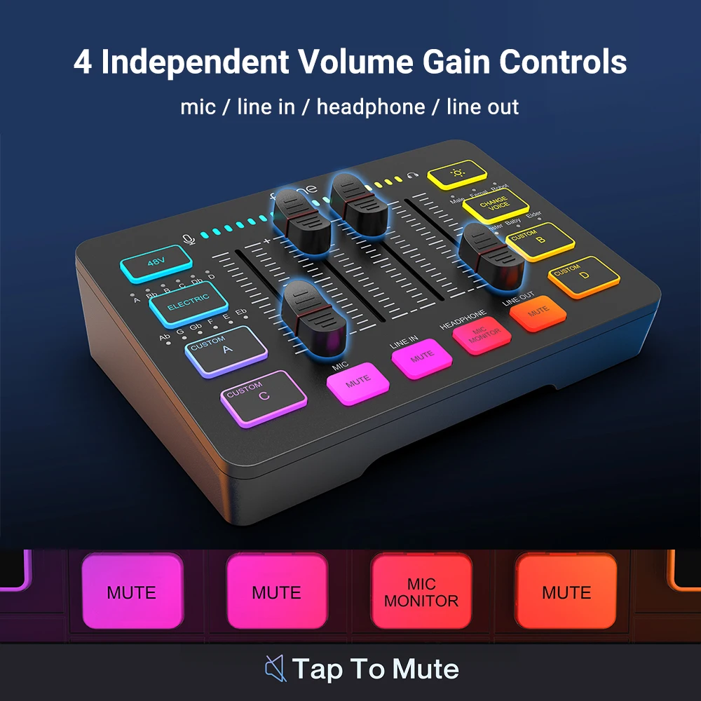 Fifine Ampligame Sc3 Usb-Gaming-Mixer Mit Xlr-Mikrofonanschluss, 48 V Phantomspeisung, Rgb &Amp; Soundkarte Für Podcasting, Streaming &Amp; Gaming Fifine Ampligame Sc3 Usb-Gaming-Mixer Mit Xlr-Mikrofonanschluss, 48 V Phantomspeisung, Rgb &Amp; Soundkarte Für Podcasting, Streaming &Amp; Gaming - Image 3