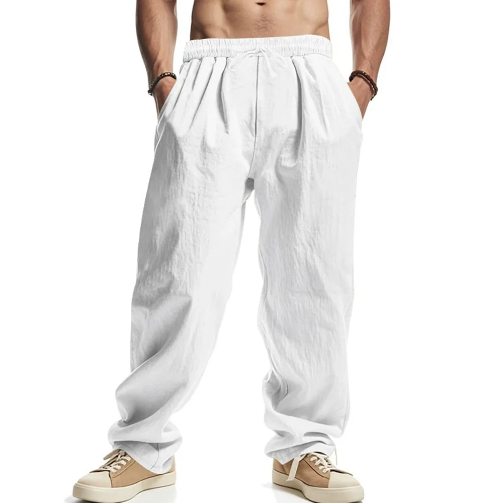 Herren-Hose Mit Geradem Bein, Baumwoll-Leinen, Atmungsaktive Hose, Leichte Strandhose Im Hawaiianischen Stil, Leichte Hose, Lässige Jogginghose Herren-Hose Mit Geradem Bein, Baumwoll-Leinen, Atmungsaktive Hose, Leichte Strandhose Im Hawaiianischen Stil, Leichte Hose, Lässige Jogginghose - Image 3
