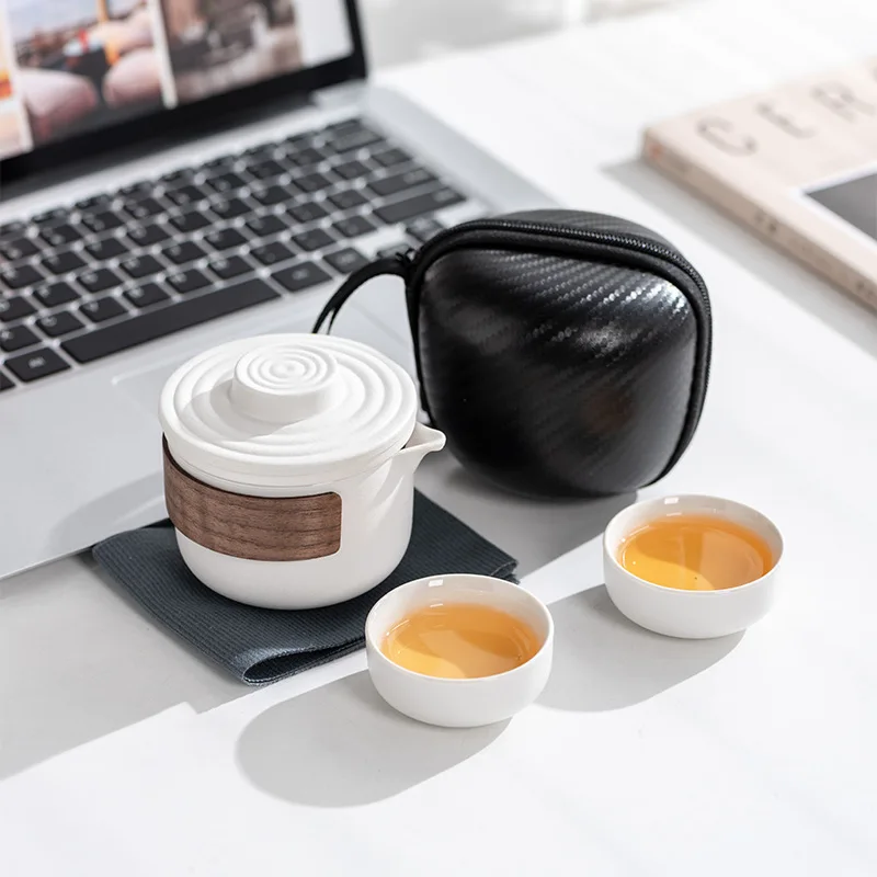 Reise-Teeservice, Keramik-Quick-Cup, Tragbar, Ein Topf Und Zwei Tassen Reise-Teeservice, Keramik-Quick-Cup, Tragbar, Ein Topf Und Zwei Tassen - Image 2