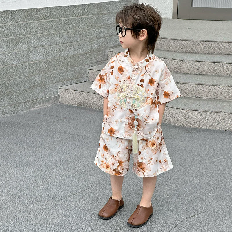 Fashion Baby Tang Costume Tops Pants Two-Piece Set Boy Outfit Casual Children'S Sets Summer Tweens Boys Hanfu Suit Kids Clothing Fashion Baby Tang Costume Tops Pants Two-Piece Set Boy Outfit Casual Children'S Sets Summer Tweens Boys Hanfu Suit Kids Clothing - Image 7