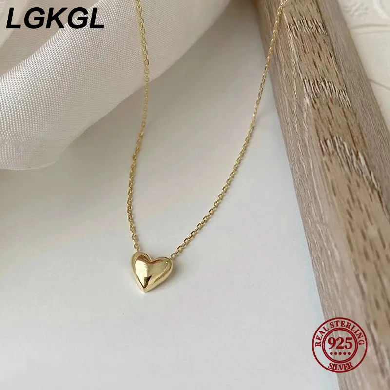 Lgkgl 925 Sterling Silber Glänzend Herz Anhänger Vergoldet 14 Karat Gold Halskette Frauen Mode Temperament Jahrestag Schmuck Lgkgl 925 Sterling Silber Glänzend Herz Anhänger Vergoldet 14 Karat Gold Halskette Frauen Mode Temperament Jahrestag Schmuck - Image 5
