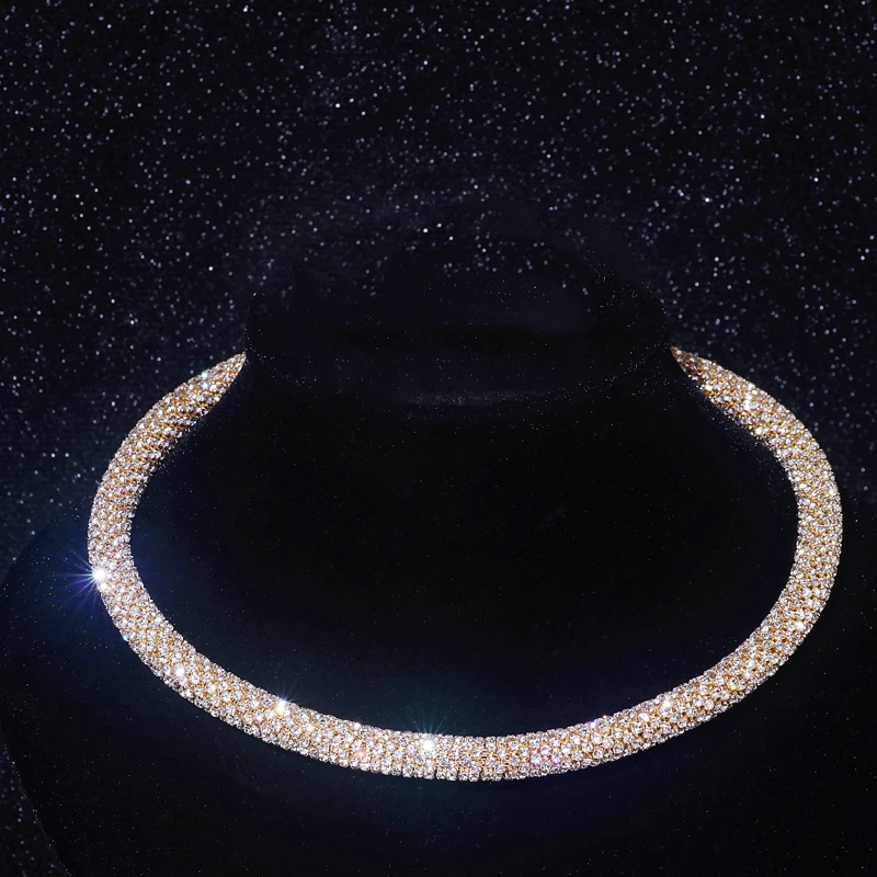 Neue Mode Strass Kragen Choker Halskette Für Frauen Übertrieben Einfache Große Klobige Kette Halskette Drehmomente Schmuck Zubehör Neue Mode Strass Kragen Choker Halskette Für Frauen Übertrieben Einfache Große Klobige Kette Halskette Drehmomente Schmuck Zubehör - Image 9