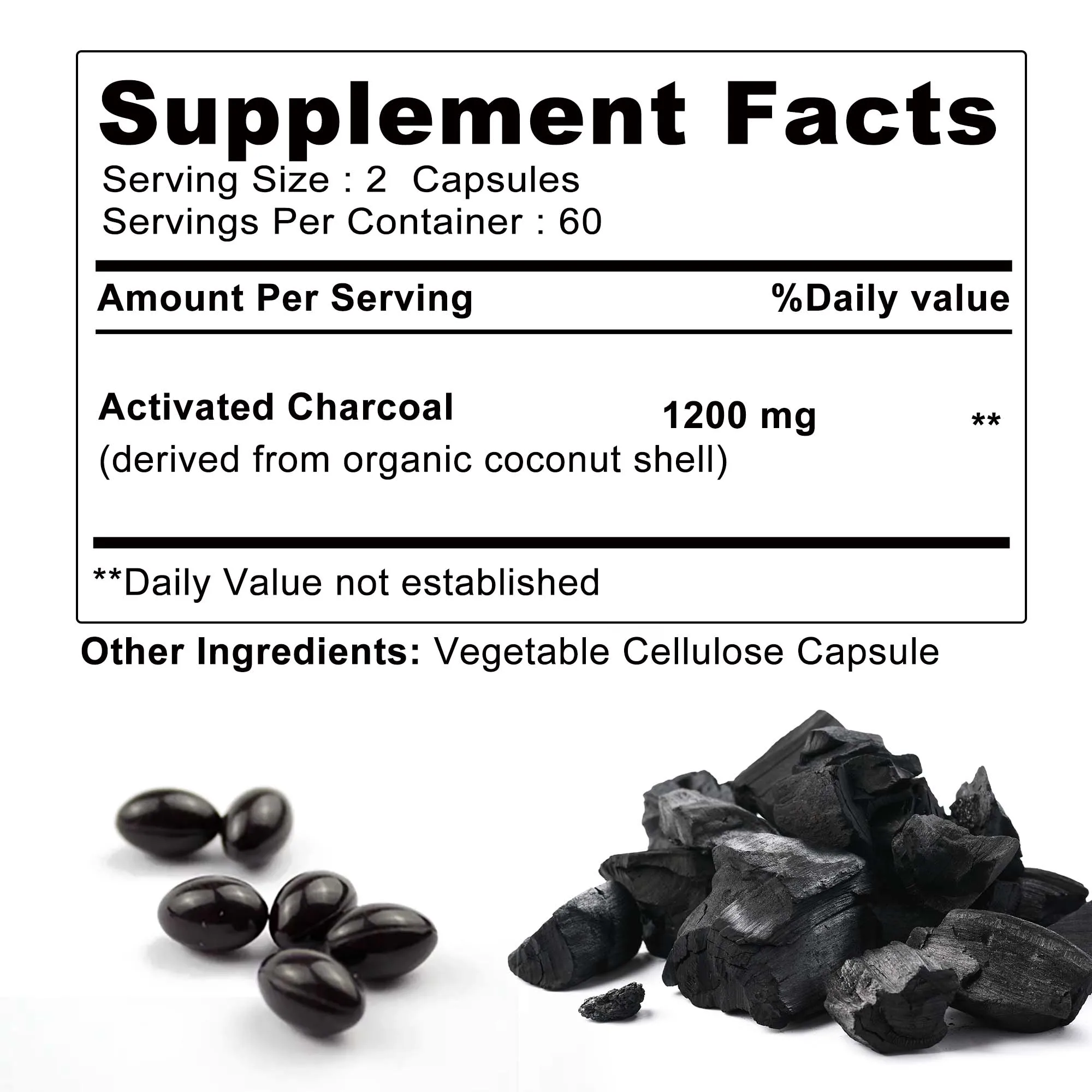 Activated Charcoal Capsules - Gut Health, Digestive Health, Bloating &Amp; Gas Relief, Detox, Colon Cleansing Activated Charcoal Capsules - Gut Health, Digestive Health, Bloating &Amp; Gas Relief, Detox, Colon Cleansing - Image 2