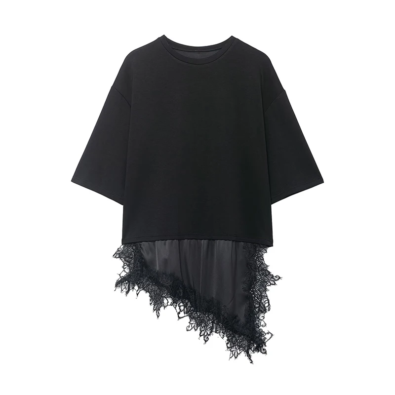 Willshela Frauen Fashion Solid Spitze Patchwork Asymmetrische Hemd Vintage Oansatz Halbarm Weibliche Chic Dame Bluse Willshela Frauen Fashion Solid Spitze Patchwork Asymmetrische Hemd Vintage Oansatz Halbarm Weibliche Chic Dame Bluse - Image 5