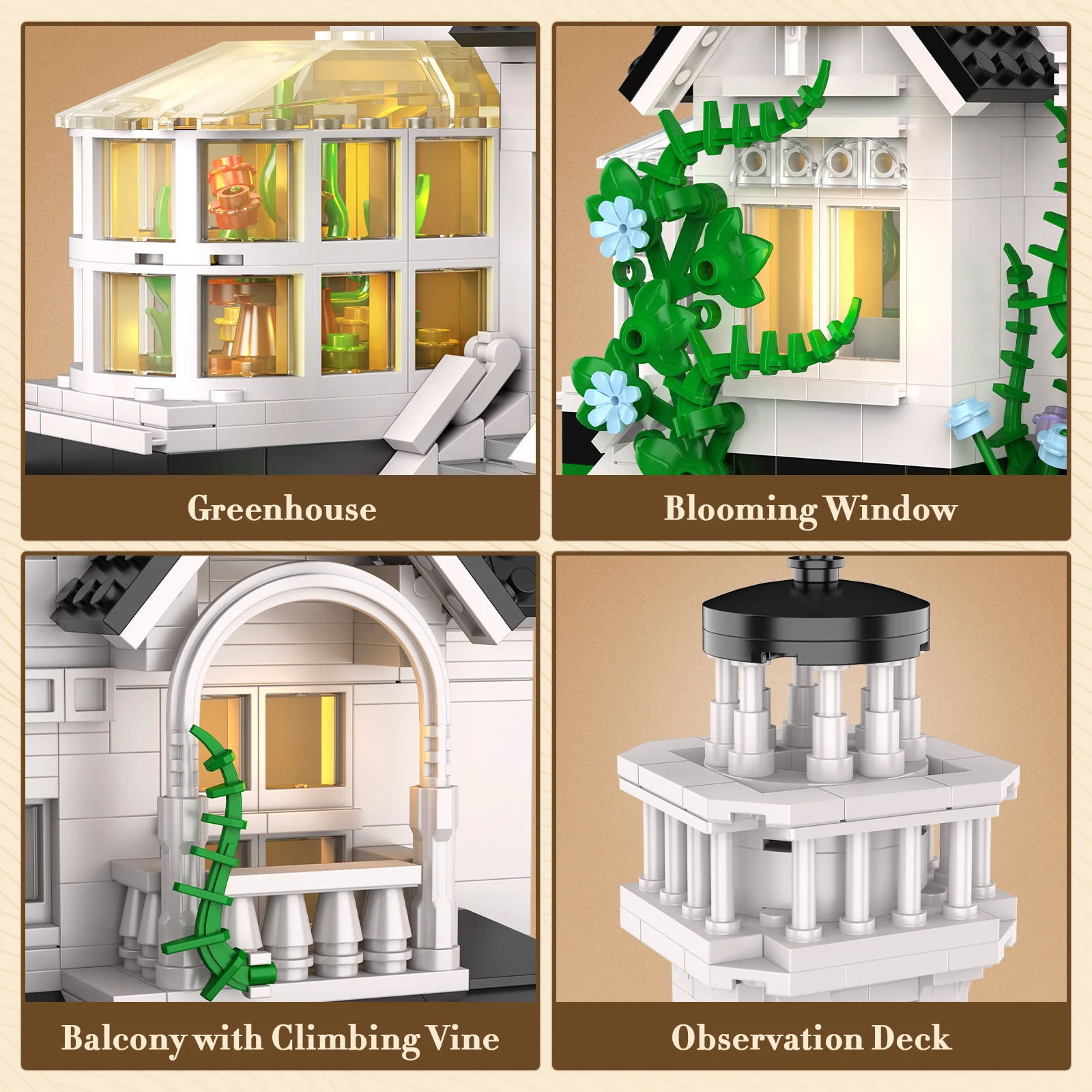 1162 Magisches Haus Modellbausatz Moc Bausteine Mit Beleuchtung Schloss-Konstruktionsspielzeug Für Erwachsene Unisex Heimdekoration Geschenke 1162 Magisches Haus Modellbausatz Moc Bausteine Mit Beleuchtung Schloss-Konstruktionsspielzeug Für Erwachsene Unisex Heimdekoration Geschenke - Image 4