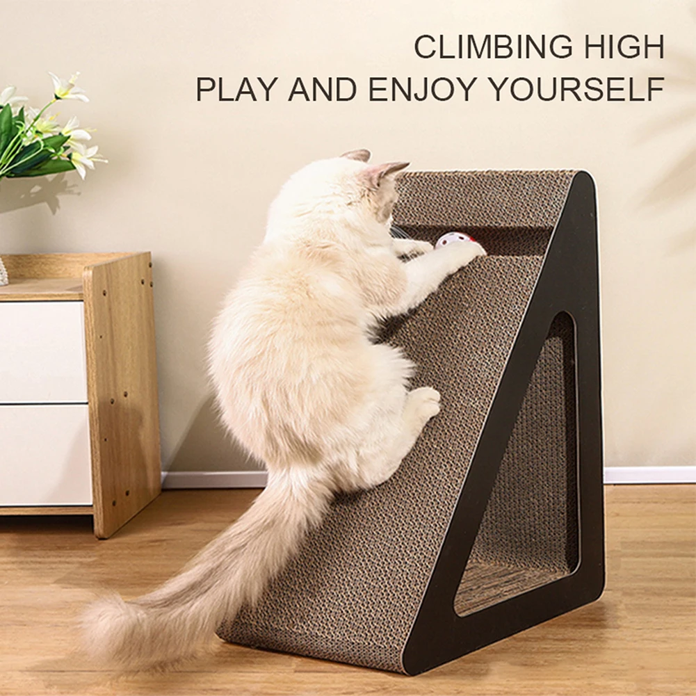 2 In 1 Cat Scratcher Cardboard Triangles Shaped With Spinnings Balls Sturdy Anti-Scratch Relieves Cat Stress Toy For Pet Use 2 In 1 Cat Scratcher Cardboard Triangles Shaped With Spinnings Balls Sturdy Anti-Scratch Relieves Cat Stress Toy For Pet Use - Image 8