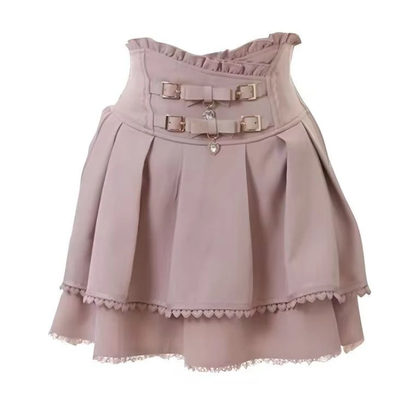Sweet Lolita Jirai Kei Skort Mit Hoher Taille – Kurzer Rock Mit Doppelter Schleife Und Schnalle Für Damen, Japanische Y2K-Kawaii-Mode, Sommer, Lässig Sweet Lolita Jirai Kei Skort Mit Hoher Taille – Kurzer Rock Mit Doppelter Schleife Und Schnalle Für Damen, Japanische Y2K-Kawaii-Mode, Sommer, Lässig - Image 2