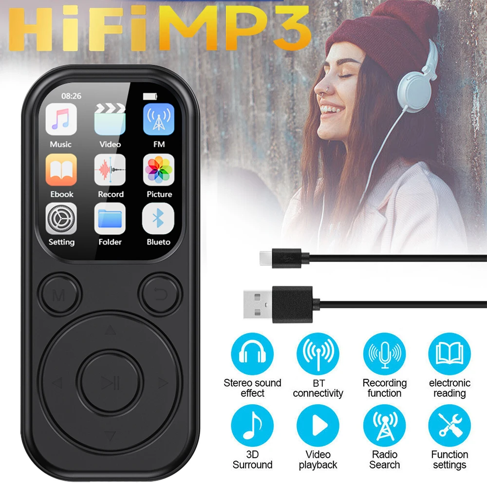 Tragbarer Mp3-Player Mit Bluetooth 5.4 – Mini-Musikplayer Für Sport Mit Display, Video, Fm-Radio, Aufnahme Und E-Book-Funktion Tragbarer Mp3-Player Mit Bluetooth 5.4 – Mini-Musikplayer Für Sport Mit Display, Video, Fm-Radio, Aufnahme Und E-Book-Funktion - Image 6