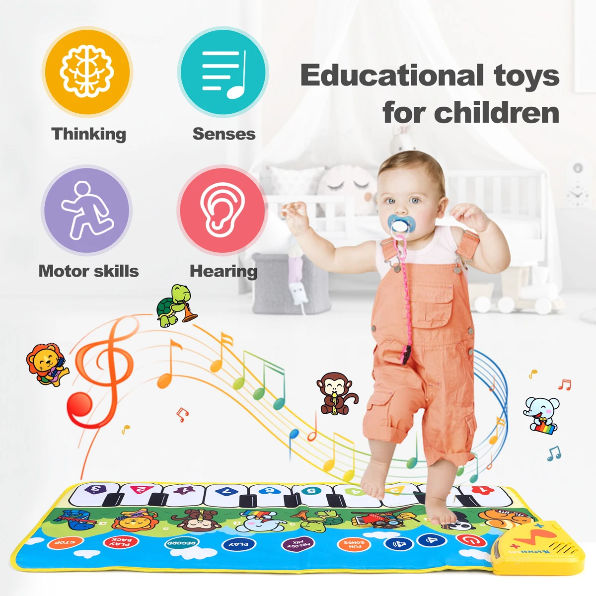 Piano Dance Mat For Kids 80*30Cm Music Play Mat With Demo Songs Toddlers Floor Keyboard Musical Carpet Girl Boy Birthday Gifts Piano Dance Mat For Kids 80*30Cm Music Play Mat With Demo Songs Toddlers Floor Keyboard Musical Carpet Girl Boy Birthday Gifts - Image 4