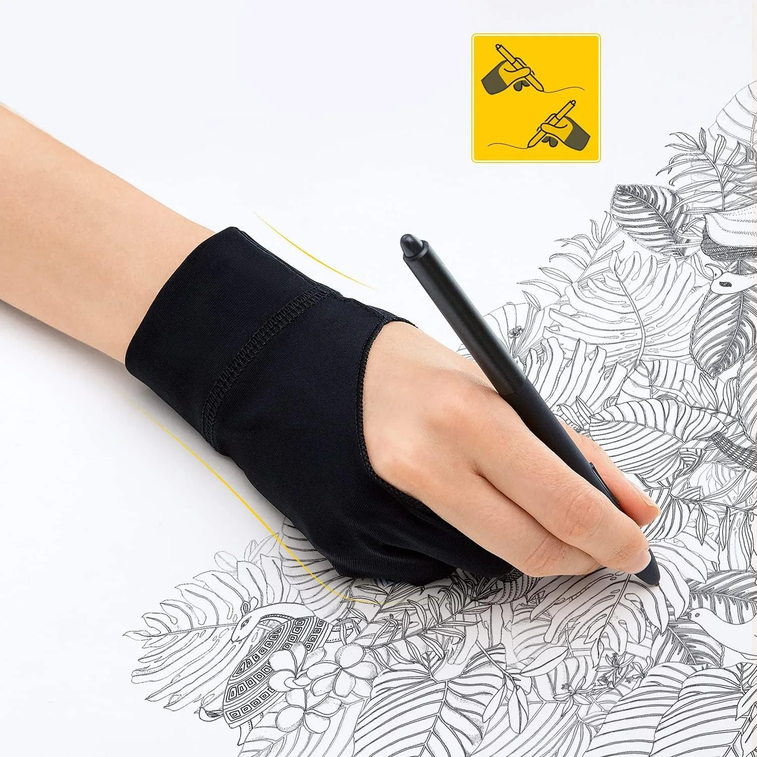 2-Finger-Anti-Touch-Handschuhe Für Ipad/Zeichentablett – Digitaler Kunsthandschuh Mit Glatter Nylonfaser | Verhindern Sie Verschmutzungen Auf Bildschirm Und Papier 2-Finger-Anti-Touch-Handschuhe Für Ipad/Zeichentablett – Digitaler Kunsthandschuh Mit Glatter Nylonfaser | Verhindern Sie Verschmutzungen Auf Bildschirm Und Papier - Image 4