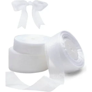50 Yards weißes, durchsichtiges Chiffonband aus Organza und Satin für Geschenkverpackungen, Hochzeitsdekoration, Blumensträuße, Party, DIY, Stoffhandwerk