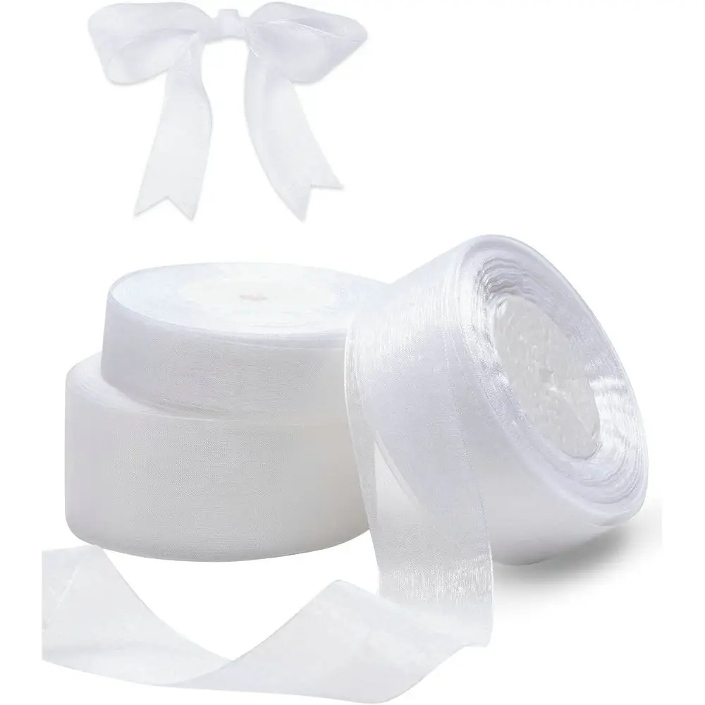 50 Yards Weißes, Durchsichtiges Chiffonband Aus Organza Und Satin Für Geschenkverpackungen, Hochzeitsdekoration, Blumensträuße, Party, Diy, Stoffhandwerk 50 Yards Weißes, Durchsichtiges Chiffonband Aus Organza Und Satin Für Geschenkverpackungen, Hochzeitsdekoration, Blumensträuße, Party, Diy, Stoffhandwerk