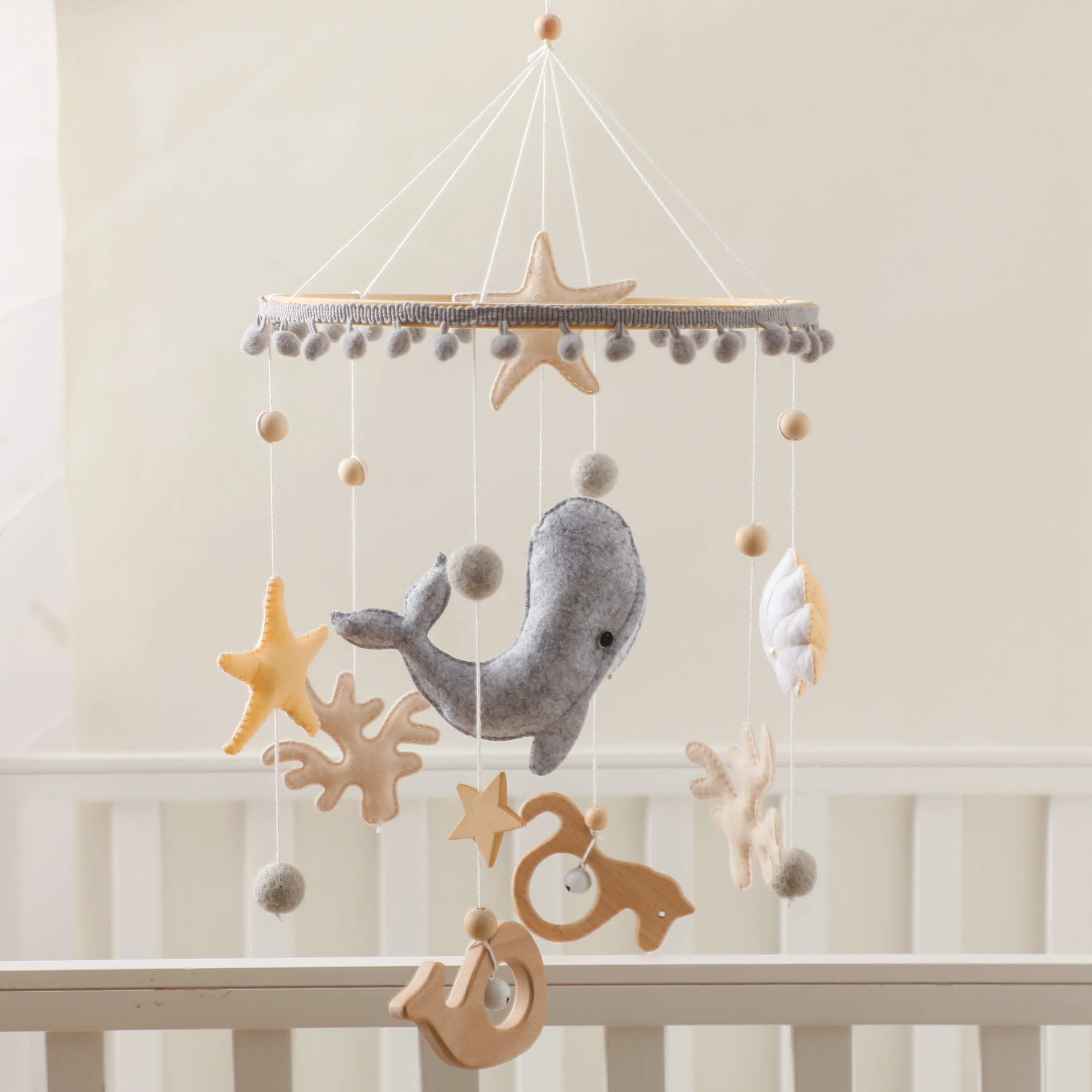 Baby-Holzhalterung, Bettglocke, 0,6 Monate, Spielzeughalterung, Zubehör, Hängehalterung, Weiches Mobiltelefon Auf Dem Bett, Babyzimmer-Dekoration, Kinderbett Baby-Holzhalterung, Bettglocke, 0,6 Monate, Spielzeughalterung, Zubehör, Hängehalterung, Weiches Mobiltelefon Auf Dem Bett, Babyzimmer-Dekoration, Kinderbett - Image 2