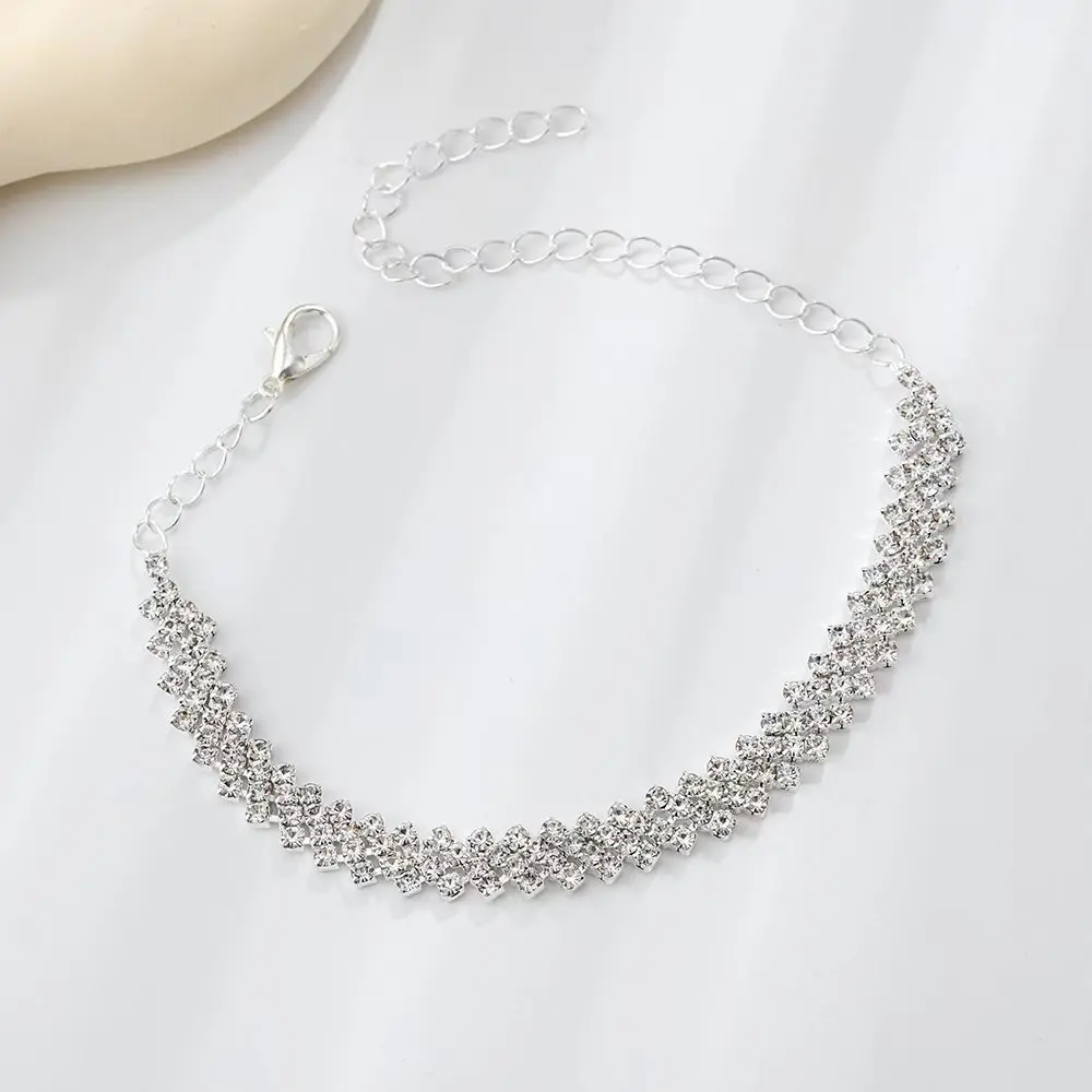 Modische Glänzende Rautenketten-Fußkette Für Damen Silberfarbenes Sommer-Strand-Fußkettchen Barfuß-Sandalen Fußschmuck Modische Glänzende Rautenketten-Fußkette Für Damen Silberfarbenes Sommer-Strand-Fußkettchen Barfuß-Sandalen Fußschmuck - Image 5