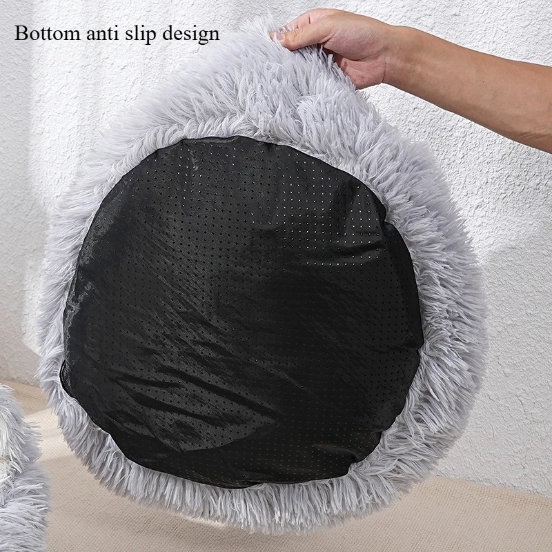 1Pc Comfortable Striped Plush Pet Bed, Suitable For Cats And Dogs,Warm,Deep Sleep Round Nest,Filling,Gray,Soft,Indoor 1Pc Comfortable Striped Plush Pet Bed, Suitable For Cats And Dogs,Warm,Deep Sleep Round Nest,Filling,Gray,Soft,Indoor - Image 6