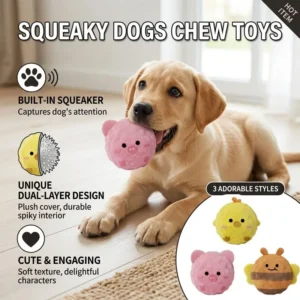 Quietschendes Hundekau-Spielzeug Plüsch-Stachelball Interaktives Hundetraining-Spielzeug zur Langeweile-Bekämpfung und Zahnreinigung Welpenspielzeug Haustierzubehör