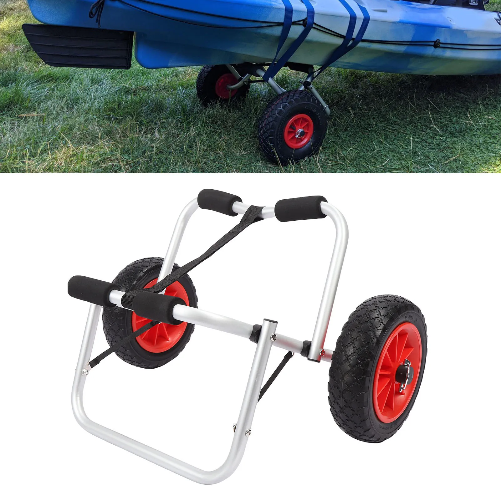 Kajakwagen Mit 10 Zoll Vollgummi-Reifen, Faltbarer Universal-Bootsdolly, Kanu-Transportwagen Für Kajaks Und Schlauchboote Kajakwagen Mit 10 Zoll Vollgummi-Reifen, Faltbarer Universal-Bootsdolly, Kanu-Transportwagen Für Kajaks Und Schlauchboote