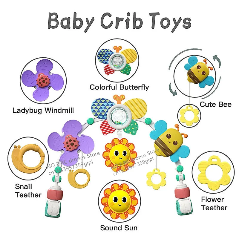 Krippe Hängende Glocke Kinderwagen Bogen Clip Faltbare Sonnenblume Baby Interaktive Regenbogen Spielzeug Infant Greifen Übung Für Sohn Tochter Geschenk Krippe Hängende Glocke Kinderwagen Bogen Clip Faltbare Sonnenblume Baby Interaktive Regenbogen Spielzeug Infant Greifen Übung Für Sohn Tochter Geschenk - Image 3