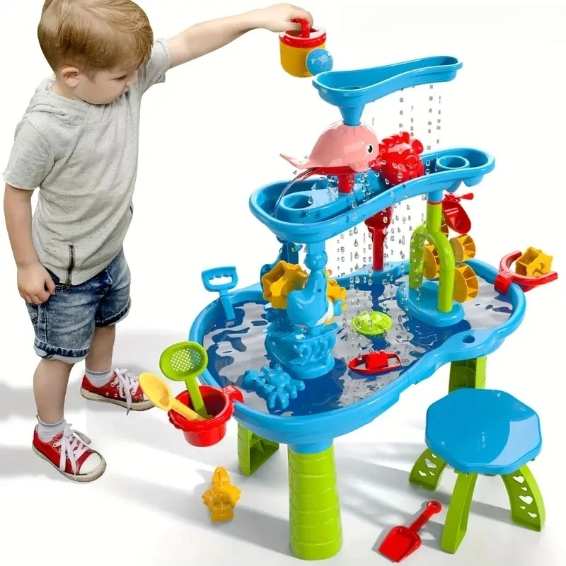 Kinder-Strandtisch Wasserfall-Spieltisch Wasserpark Wasserbecken Sandtisch Innen- Und Außenbereich Multifunktionales Strandspielzeug Kinder-Strandtisch Wasserfall-Spieltisch Wasserpark Wasserbecken Sandtisch Innen- Und Außenbereich Multifunktionales Strandspielzeug